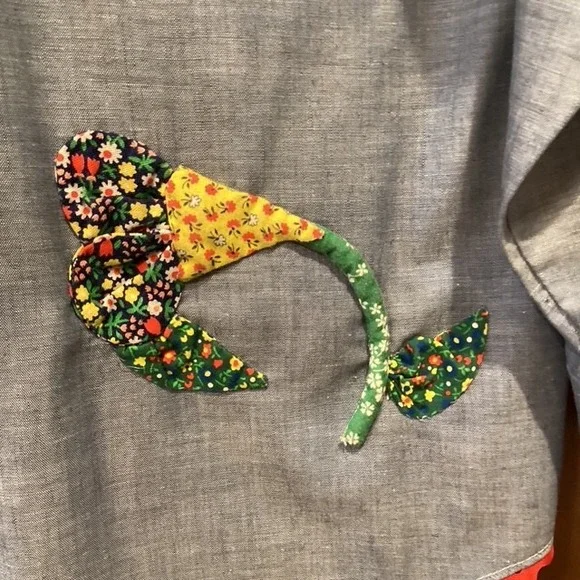 Chambray Blouse Floral Applique Vintage Big Mac by JC Penny‎ Large - Picture 9 of 10